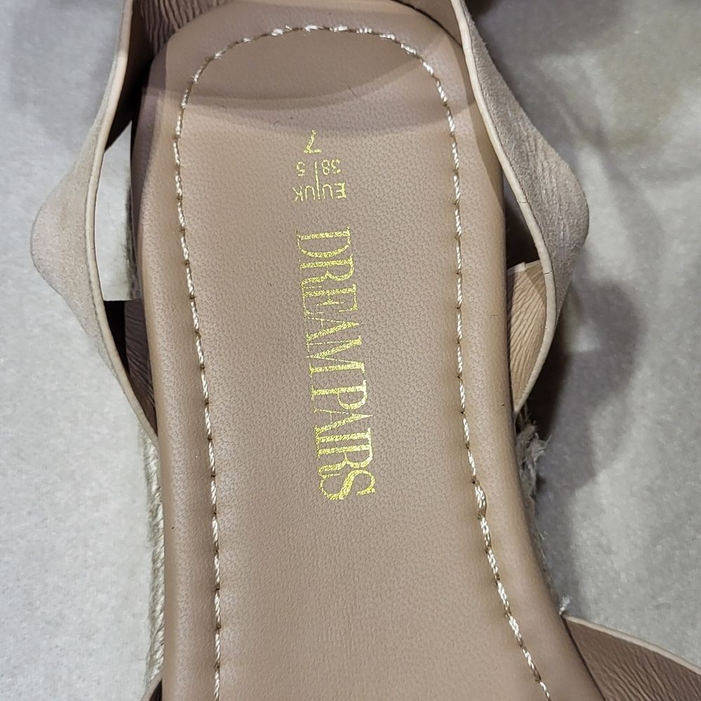 Dream Pairs Nude Suede Ankle Strap Platform Espadrille Sandals Size 7 EUC - Picture 6 of 13